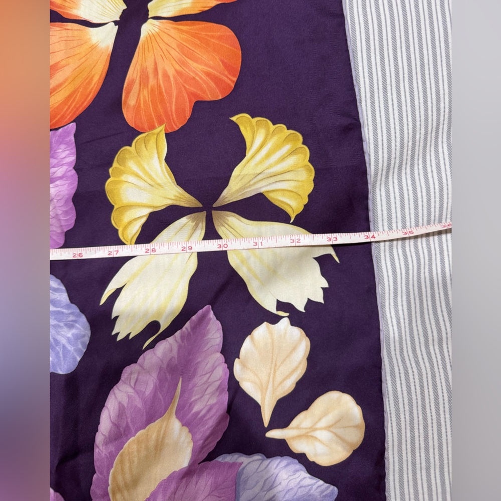Salvatore Ferragamo Purple Floral silk Scarf - roughly 34”X33.5” - Picture 4 of 7